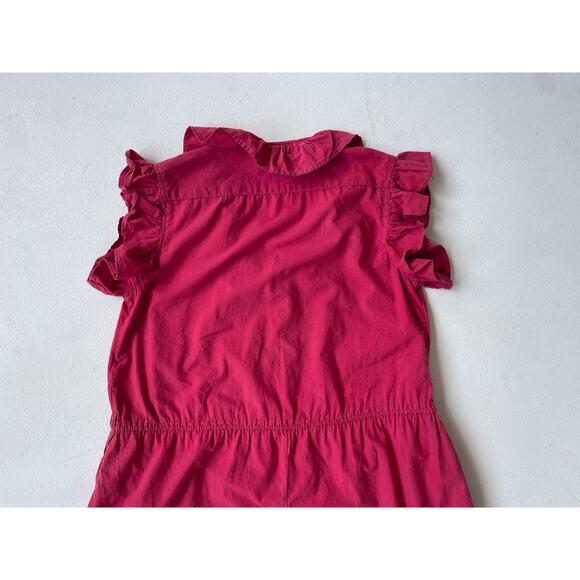 Vtg 70's Red ruffle Button Up Romper Size M Shorts Made in India Boho Retro - Picture 10 of 10